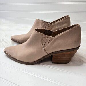 Lucky Brand Tresee Tan Cream Leather Slip On Ankle Booties Women's Size 10 M 42